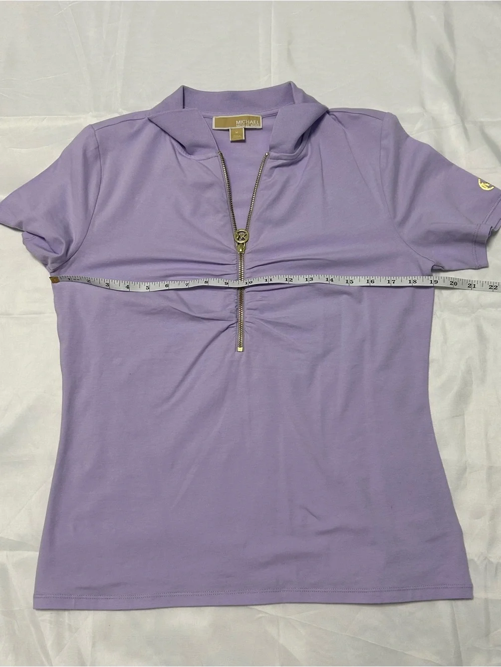 Michael Kors Lavender Short-Sleeve Zip Polo Top